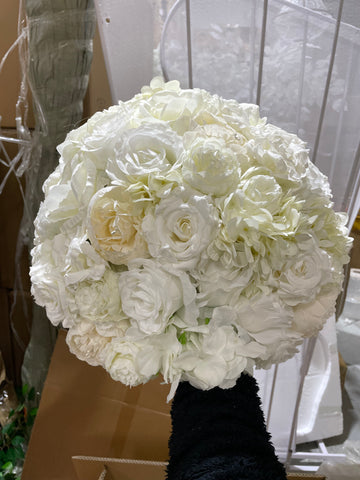 Artificial Flower Rose and raninculus Arrangement Cream white
