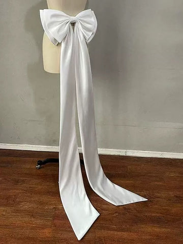 Skinny bow tie bowtie white 30cm wide x150cm long tail