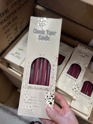 Pack of 4 taper burgundy 10” tallGL001-40* red