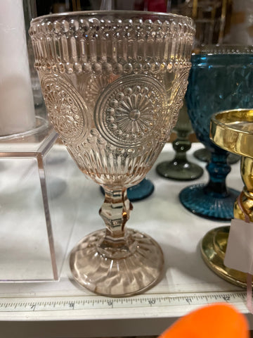 Champagne Color Vintage sunflower drinking Glass 300ml crystal look(Goblet)Amber Mocha Mousse cup wine goblet