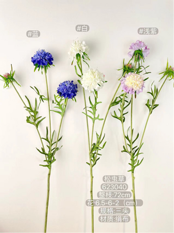 Premium Scabiosa Pod Artificial Filler Flower pom sea White
