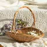 Flat shell wide wicker Basket Rattan (L)