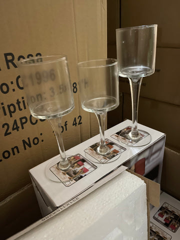 New candleholder set of 3 clear baby monet short jw-65219