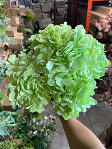 New Artificial Flower vintage green Hydrangea Bunch 5 head little fairy
