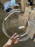 Vintage Acrylic flower Charger Plate Clear and Silver A1952-S-A