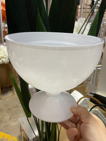 White Glass Bowl Vase mv793-25 Pedestal 5”Hx6”D wedding centerpiece Compote small mini