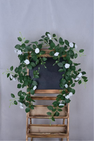 Green leaf Garland with white flower wedding greenery new