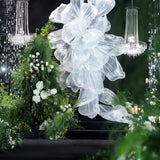 Giant rose flower fabric mesh 2m tall White Sheer