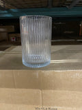 Striped Glass 4”x6”h Cylinder Vase Clear handmade xdch1015