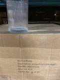 Striped Glass 4”x6”h Cylinder Vase Clear handmade xdch1015