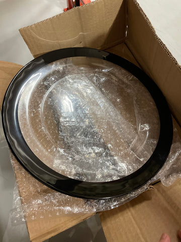 12.5" Clear Glass Charger Plate black rim thick band
