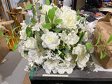 Tabletop Rose Hydrangea Arrangement white champagne 13.75”