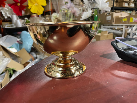 4" tall round Gold bowl /urn METAL (S) 9305 Gold
