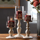 White Metal CANDLEHOLDER set Of 3 for pillar candles