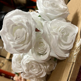 WHITE Artificial Diamond Rose Bunch 10 head whitest