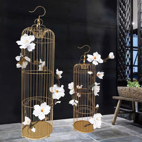 Bird Cage Metal Gold 55”Hx14”D Decor