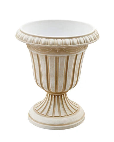 Plastic Tall urn (M) bowl 16” h cream white