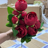 Red Silk flower Ranunculus bunch artificial wedding decor