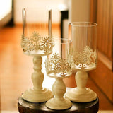 White Metal CANDLEHOLDER set Of 3 for pillar candles