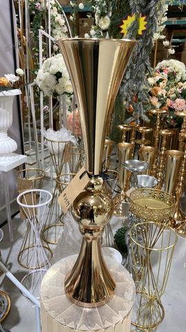 27” GOLD reversible metal vase stand mermaid trumpet