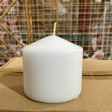 White Pillar Candle wedding decor 3”x3”H