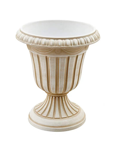 Plastic Tall urn (L)bowl 18” h cream white