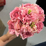 9 head Pink Burnt Edge Rose bunch(Handtied)