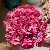 Artificial Flower Rose Bunch with leaf 18 head (Hot Pink) -FLO1-8