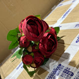 Red Silk flower Ranunculus bunch artificial wedding decor