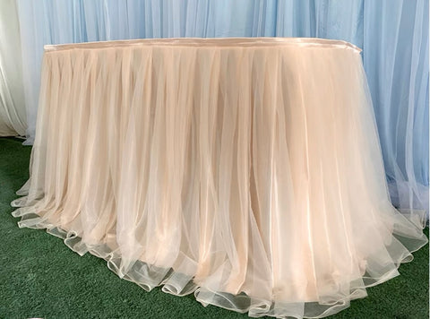 Champagne Tablecloth table skirt white polyester per meter long