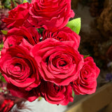 9 head Red Rose