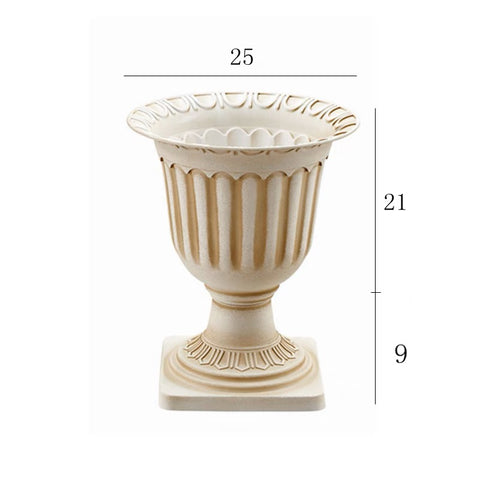 Plastic Tall urn (S) bowl 12”h cream white