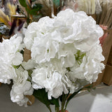 Jumbo Artificial Flower WHITE Hydrangea Bunch 6 head silk