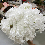 Jumbo Artificial Flower WHITE Hydrangea Bunch 6 head silk