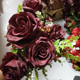 New Burgundy Rose with filler Artificial flower