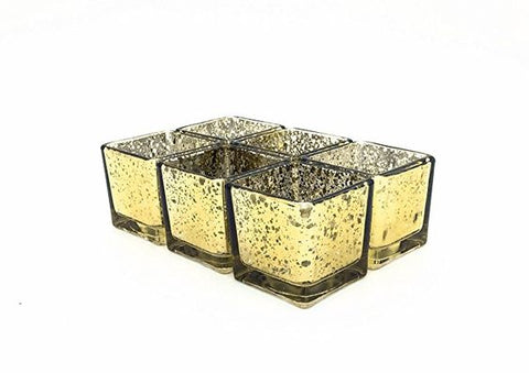 Mercury gold 5" Cube Vase Glass wedding centerpiece