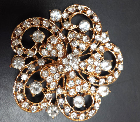Gold Diamond Brooch decoration - Richview Glass Wedding Supplies