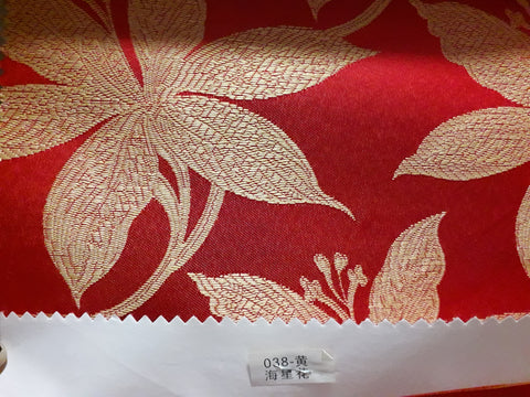 visa damask Table Cloth Square 90"x156 (Red with Flower)- 038