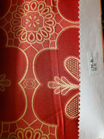 visa damask Table Cloth Square 90"x156 (Red with Yellow flower)- 038