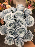 Dusty blue Artificial Flower Rose Bunch18 head FLO2-1