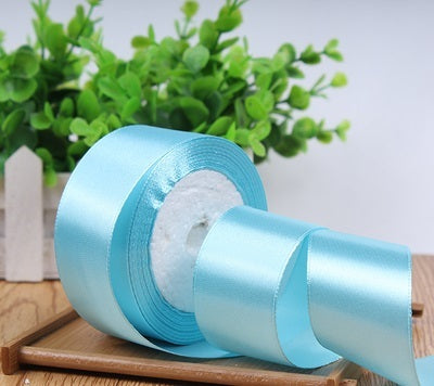 Satin ribbon roll( 3.8-4 cm/1.5" wide) (Light Blue)-C8D13AC11