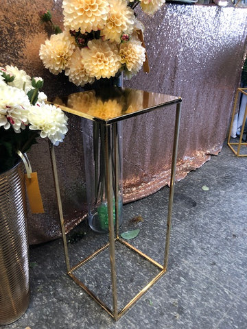 With surface Modern Rectangular Stand Metal Gold 24" Need Assembly