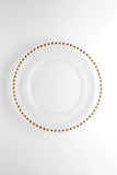 12.5" Clear Glass w/bead Charge Plate (Gold Bead) - BEA3 - Richview Glass Wedding Supplies