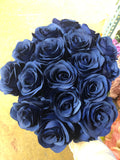 Navy blue Artificial Flower Rose Bunch with leaf 18 head (Navy Blue)