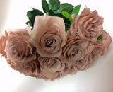 Artificial Flower Rose Bunch with leaf 18 head (Dusty Pink) FLO2-1 - Richview Glass Wedding Supplies