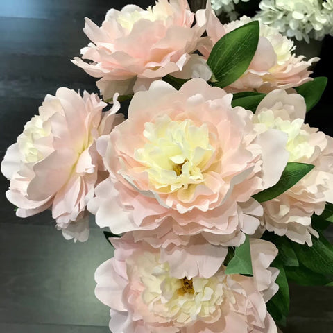 New 7 HEAD (BLUSH) FABRIC ARTIFICIAL PEONIES PEONY BUNCH