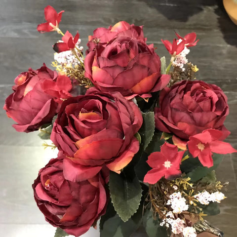 Burgundy Yummy Rose Artificial flower - Richview Glass Wedding Supplies
