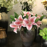 White Soft Touch Stargazer Lily fabric coated artificial flowers calla lily RTL-WH