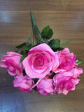 Hot Pink Artificial Diamond Rose Bunch 9 head -ART1-20 - Richview Glass Wedding Supplies