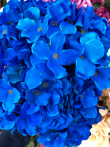 Artificial Flower Royal Blue  Hydrangea Bunch 7 head silk - Richview Glass Wedding Supplies